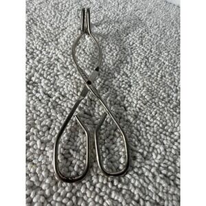 Vintage Ekco USA Metal Kitchen Tongs Scissor Style Silver Tone 8.25 Inch